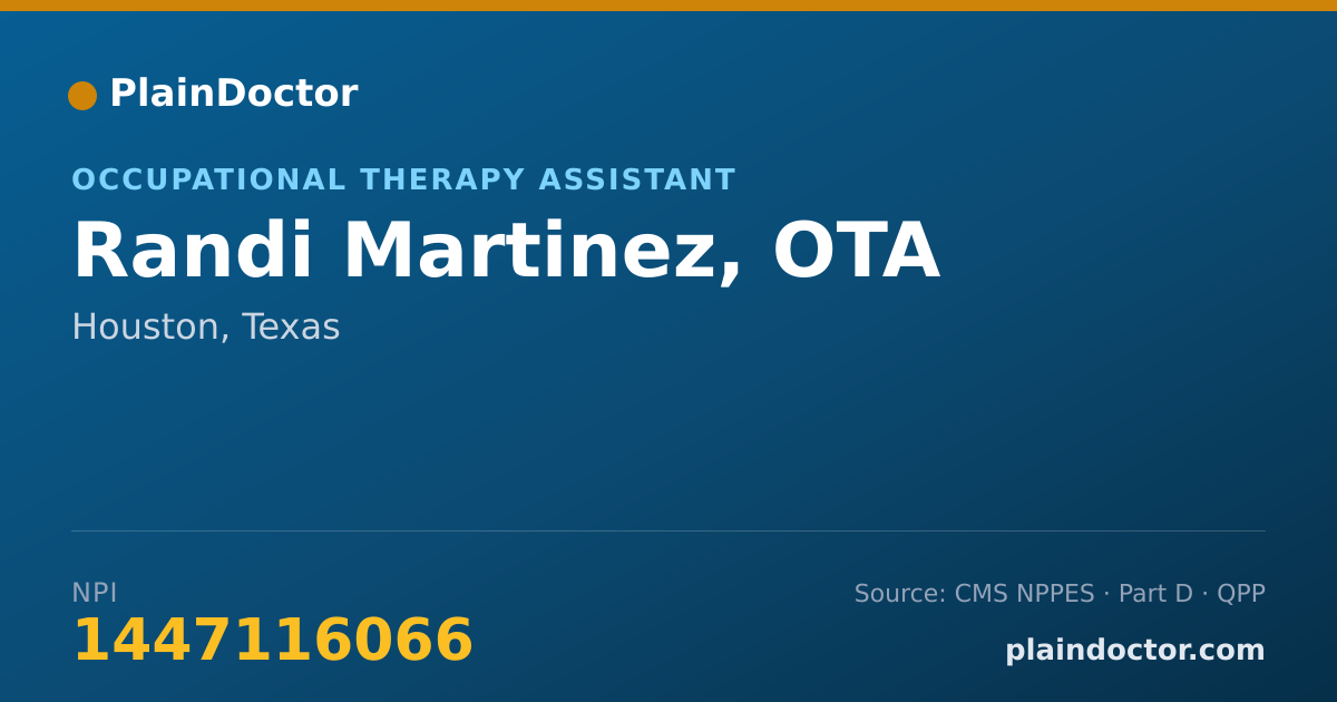 Shareable card for Randi Martinez, OTA - Occupational Therapy Assistant, Houston, TX