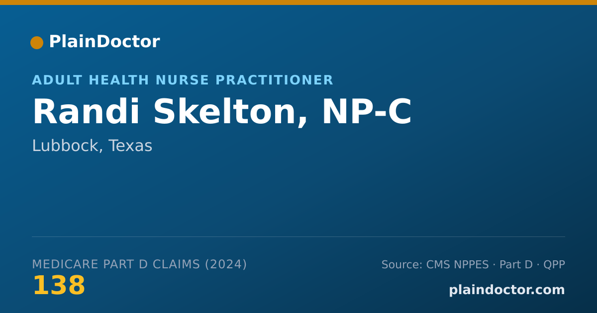 Shareable card for Randi Skelton, NP-C - Adult Health Nurse Practitioner, Lubbock, TX