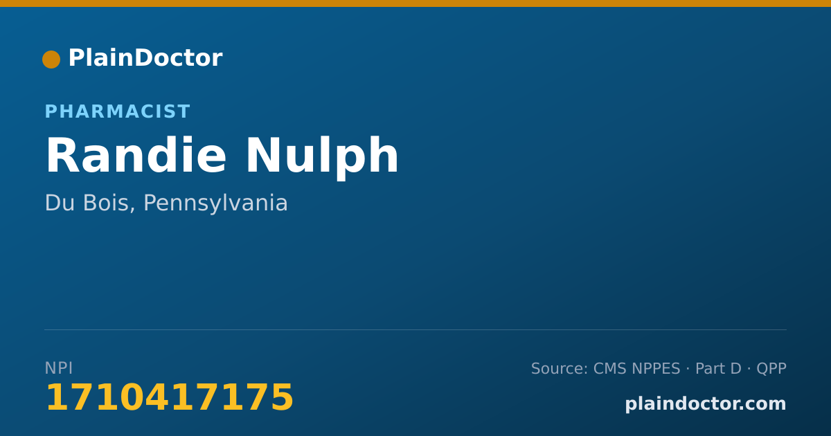 Shareable card for Randie Nulph - Pharmacist, Du Bois, PA