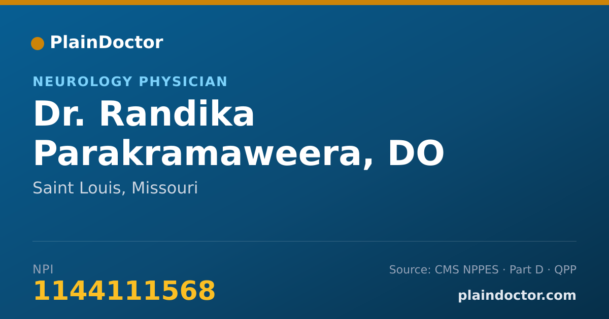 Shareable card for Randika Parakramaweera, DO - Neurology Physician, Saint Louis, MO