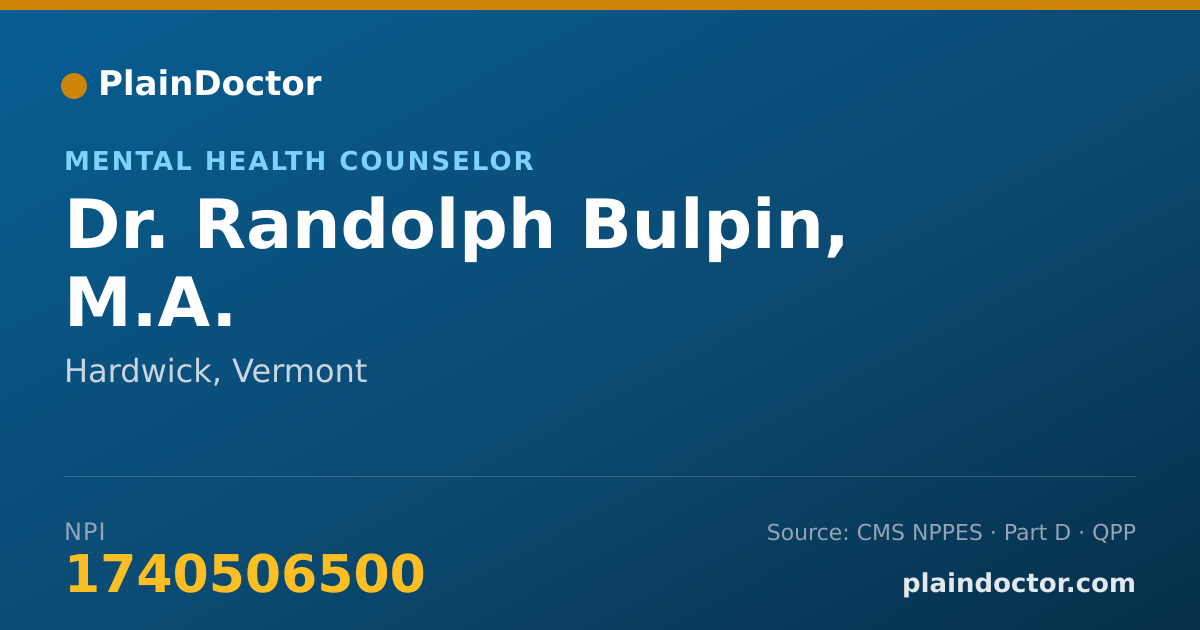Shareable card for Randolph Bulpin, M.A. - Mental Health Counselor, Hardwick, VT