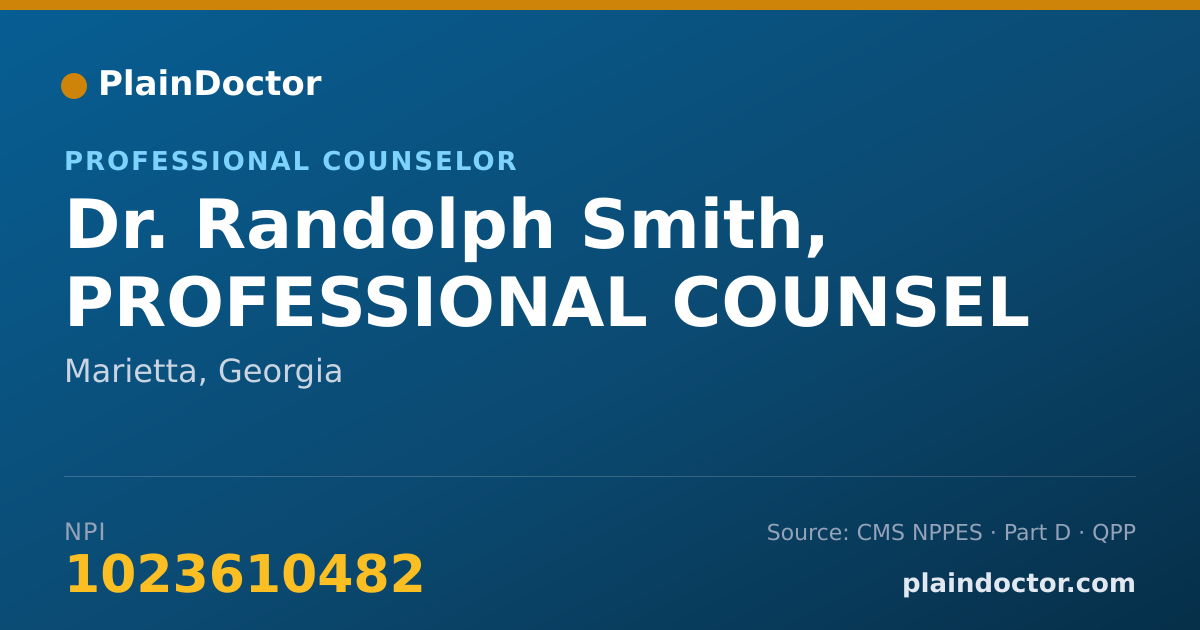 Shareable card for Randolph Smith, PROFESSIONAL COUNSEL - Professional Counselor, Marietta, GA