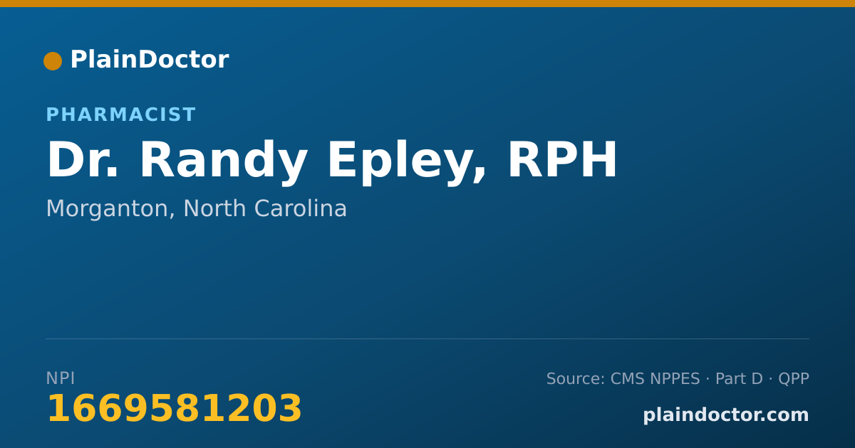 Shareable card for Randy Epley, RPH - Pharmacist, Morganton, NC