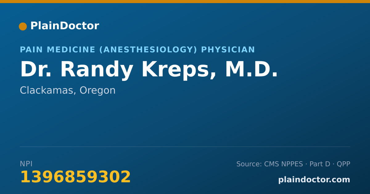 Shareable card for Randy Kreps, M.D. - Pain Medicine (Anesthesiology) Physician, Clackamas, OR