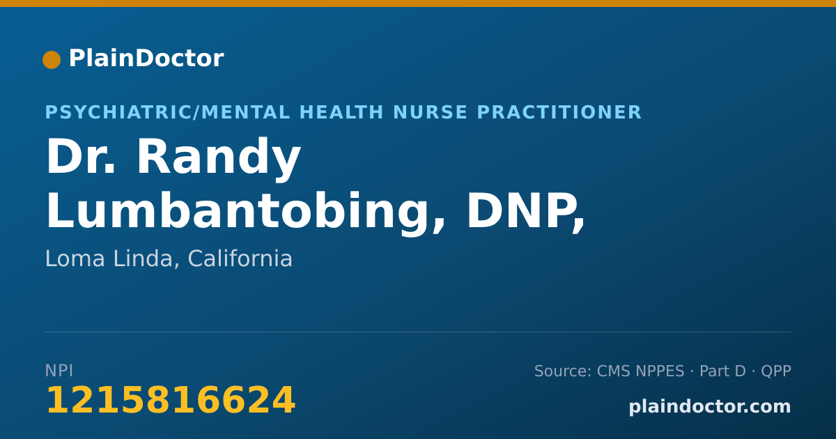 Shareable card for Randy Lumbantobing, DNP, PMHNP-BC, RN - Registered Nurse, Loma Linda, CA