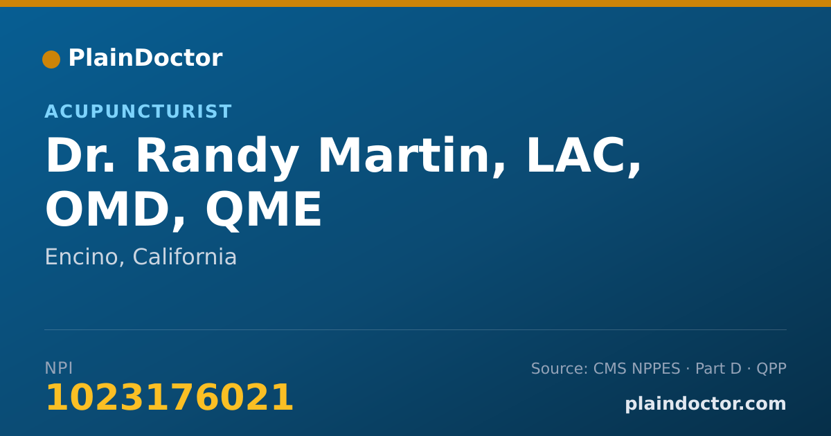Shareable card for Randy Martin, LAC, OMD, QME - Acupuncturist, Encino, CA