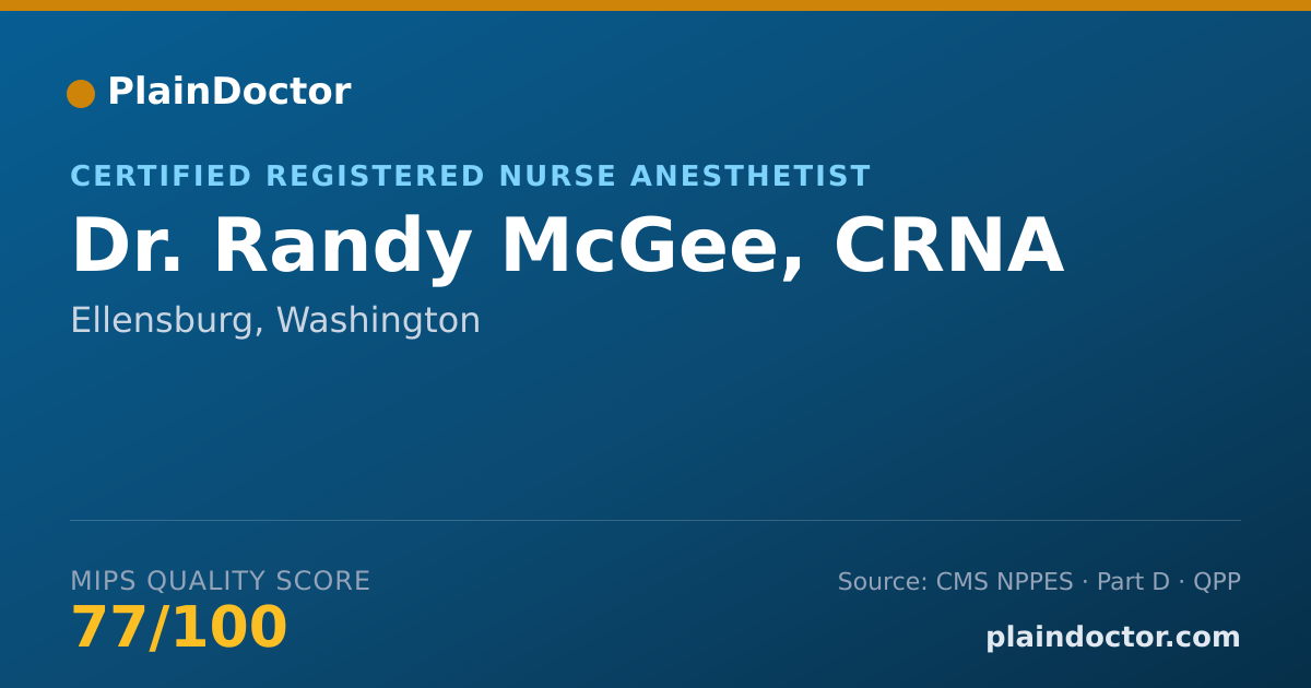 Shareable card for Randy McGee, CRNA - Certified Registered Nurse Anesthetist, Ellensburg, WA