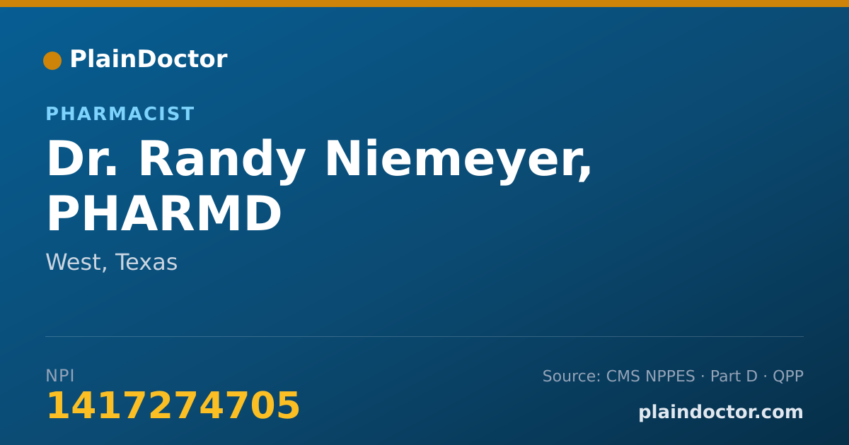 Shareable card for Randy Niemeyer, PHARMD - Pharmacist, West, TX