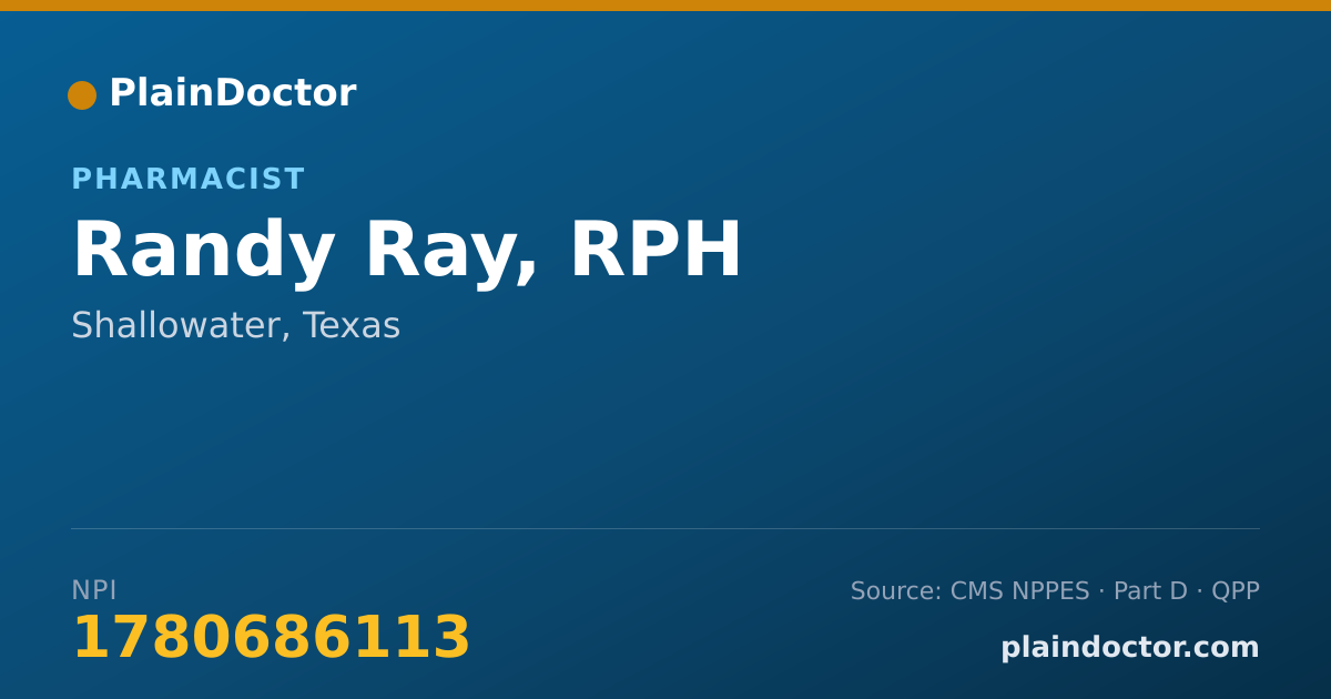 Shareable card for Randy Ray, RPH - Pharmacist, Shallowater, TX