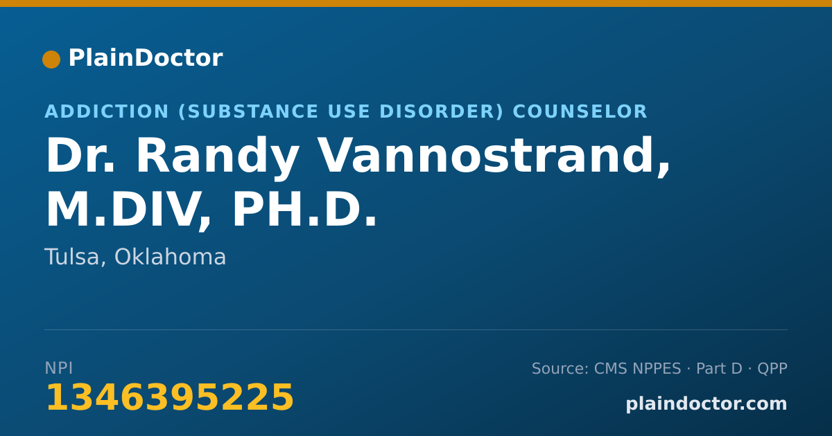 Shareable card for Randy Vannostrand, M.DIV, PH.D. - Addiction (Substance Use Disorder) Counselor, Tulsa, OK