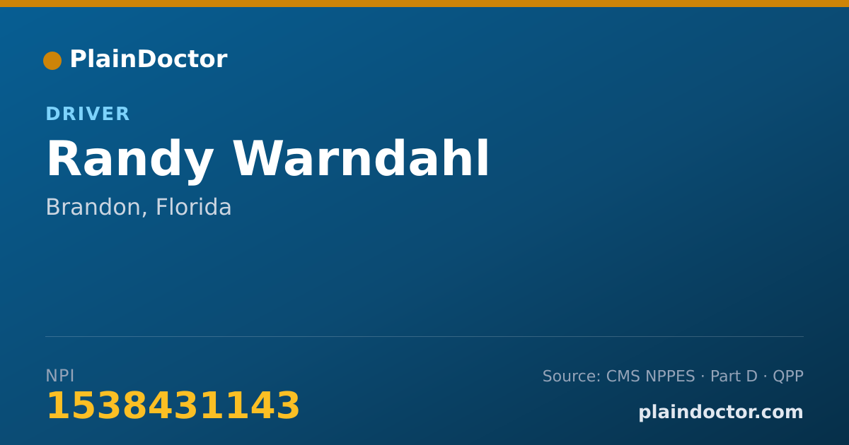 Shareable card for Randy Warndahl - Driver, Brandon, FL