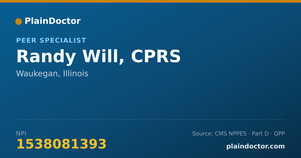 Shareable card for Randy Will, CPRS - Peer Specialist, Waukegan, IL