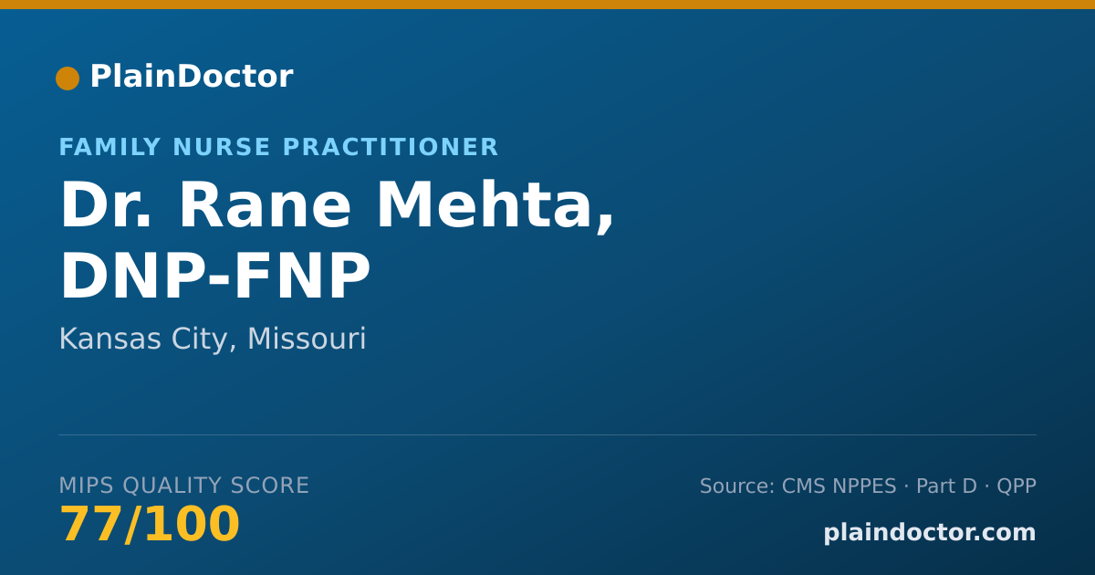 Shareable card for Rane Mehta, DNP-FNP - Family Nurse Practitioner, Kansas City, MO