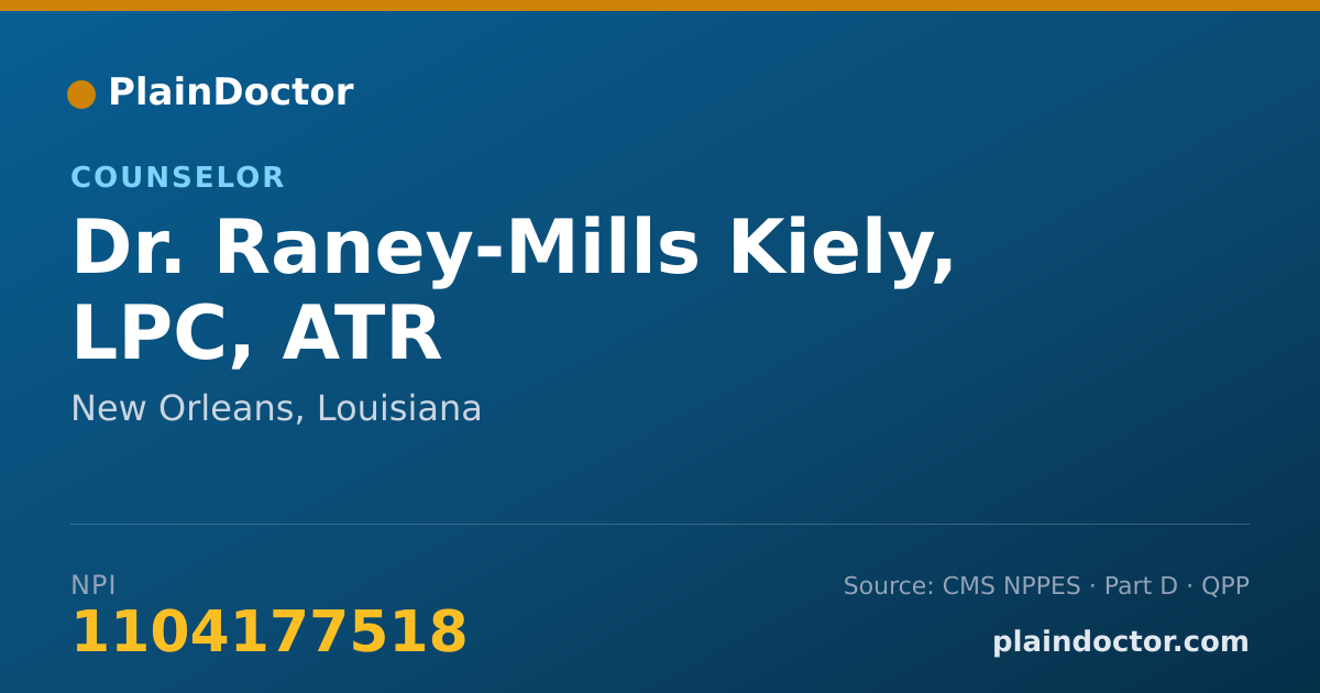 Shareable card for Raney-Mills Kiely, LPC, ATR - Counselor, New Orleans, LA