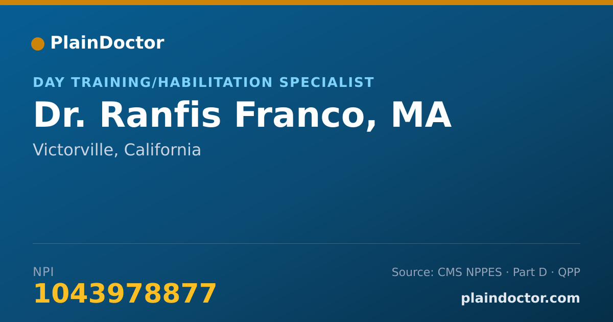 Shareable card for Ranfis Franco, MA - Day Training/Habilitation Specialist, Victorville, CA