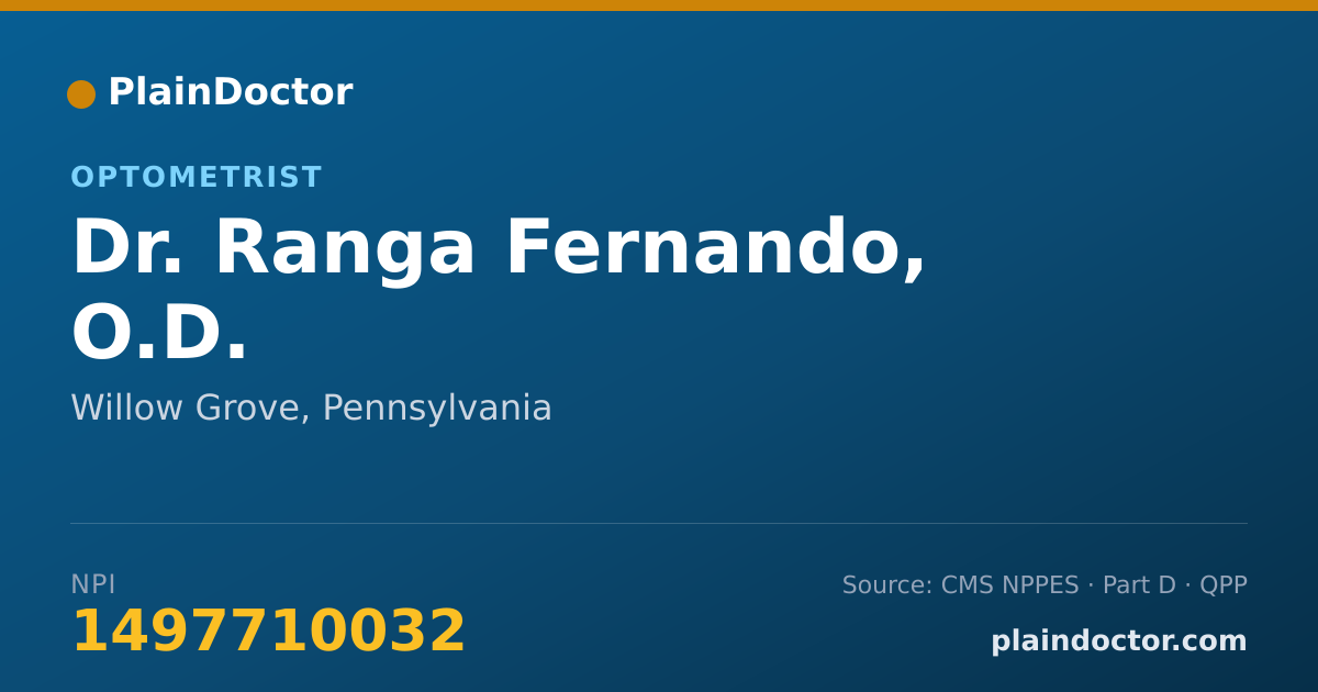 Shareable card for Ranga Fernando, O.D. - Optometrist, Willow Grove, PA