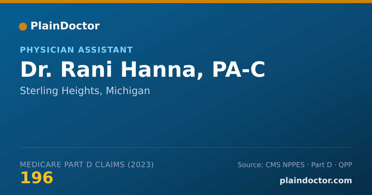 Shareable card for Rani Hanna, PA-C - Physician Assistant, Sterling Heights, MI
