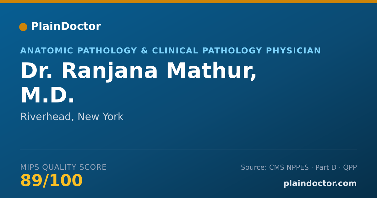 Shareable card for Ranjana Mathur, M.D. - Anatomic Pathology & Clinical Pathology Physician, Riverhead, NY