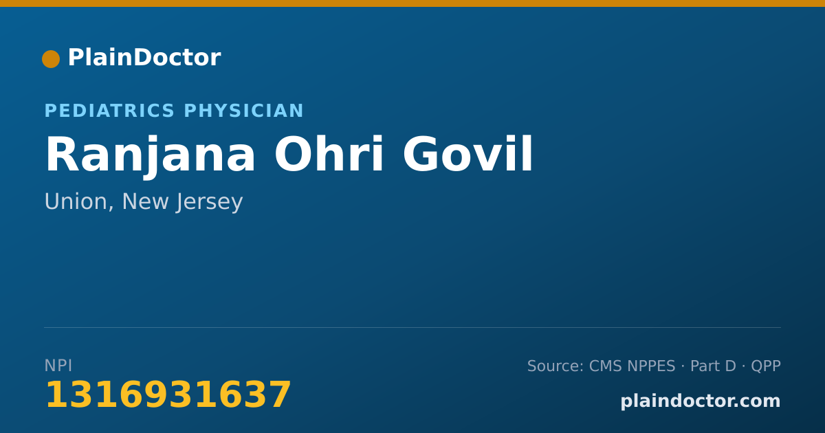 Shareable card for Ranjana Ohri Govil - Pediatrics Physician, Union, NJ