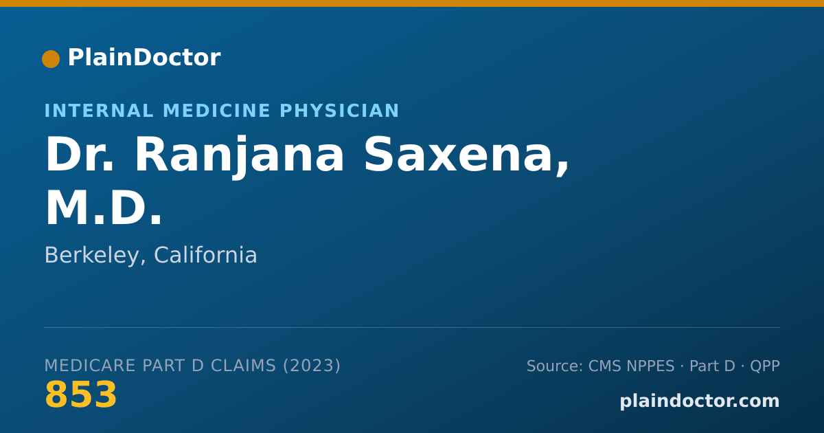 Shareable card for Ranjana Saxena, M.D. - Internal Medicine Physician, Berkeley, CA