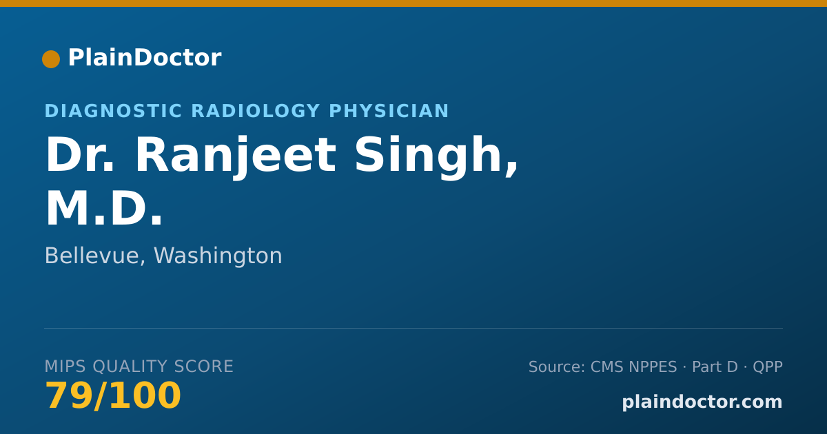 Shareable card for Ranjeet Singh, M.D. - Diagnostic Radiology Physician, Bellevue, WA