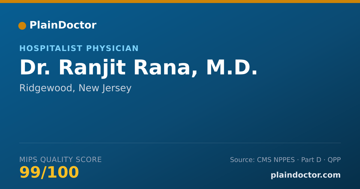 Shareable card for Ranjit Rana, M.D. - Hospitalist Physician, Ridgewood, NJ