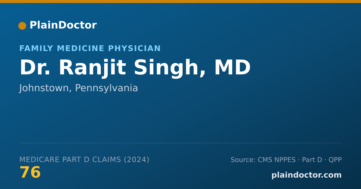 Shareable card for Ranjit Singh, MD - Family Medicine Physician, Johnstown, PA
