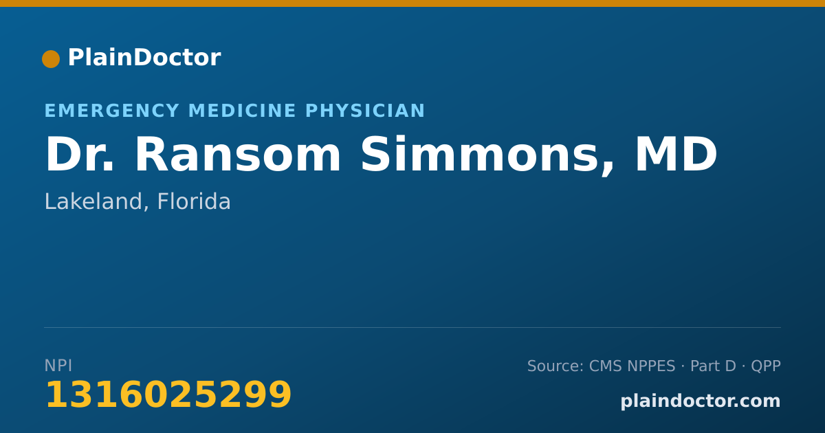 Shareable card for Ransom Simmons, MD - Emergency Medicine Physician, Lakeland, FL