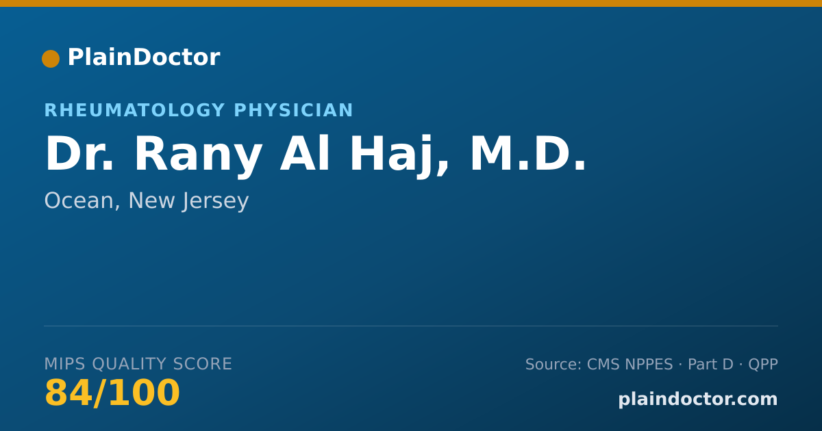 Shareable card for Rany Al Haj, M.D. - Rheumatology Physician, Ocean, NJ