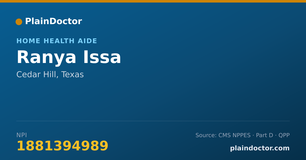 Shareable card for Ranya Issa - Home Health Aide, Cedar Hill, TX