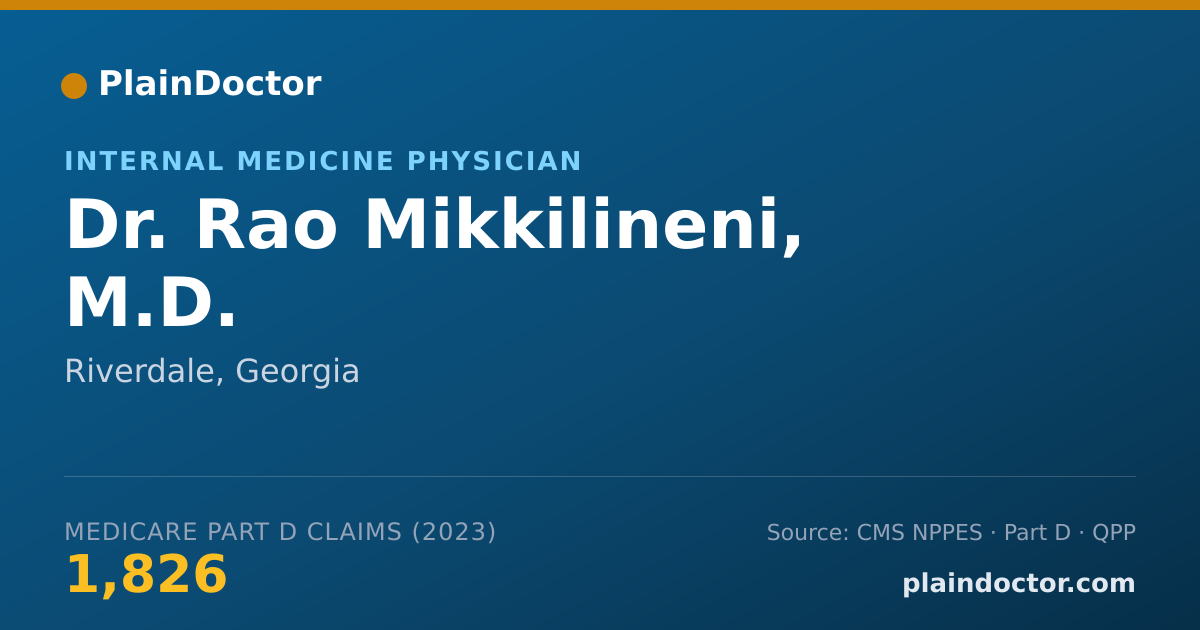 Shareable card for Rao Mikkilineni, M.D. - Internal Medicine Physician, Riverdale, GA