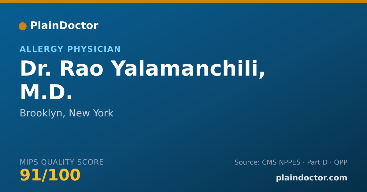 Shareable card for Rao Yalamanchili, M.D. - Allergy Physician, Brooklyn, NY