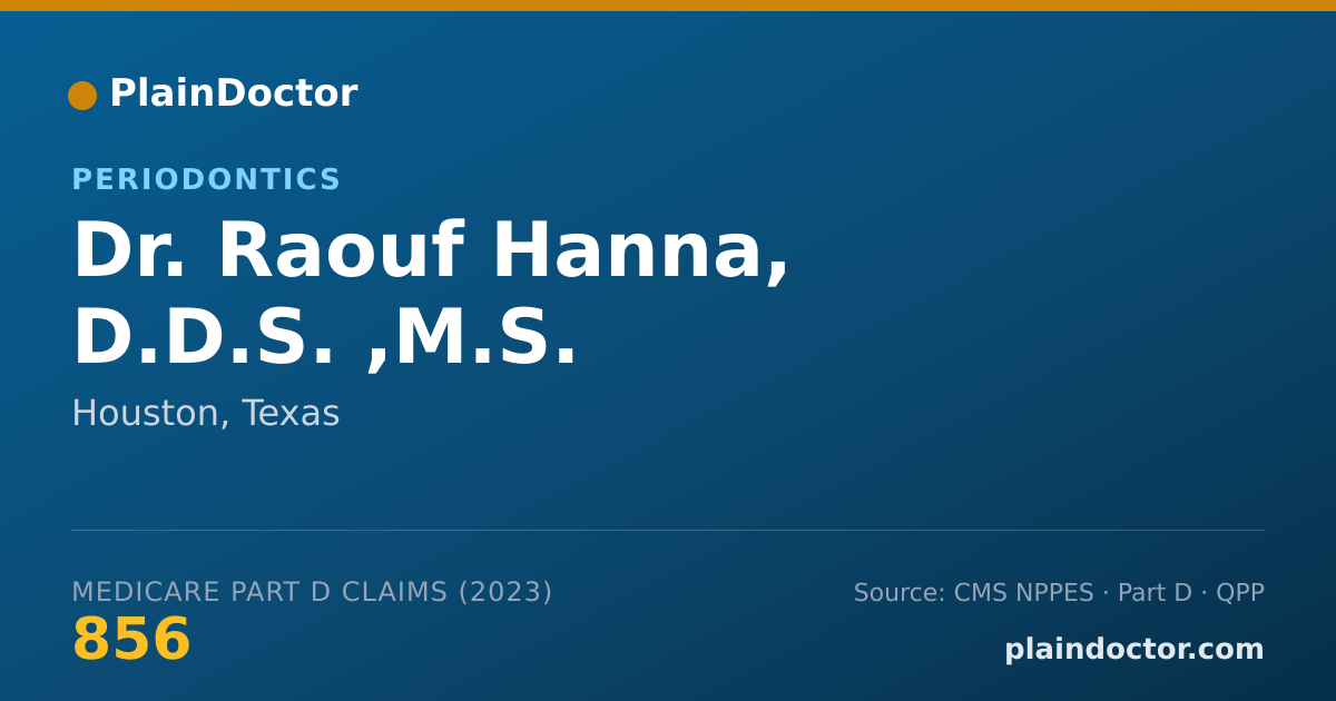 Shareable card for Raouf Hanna, D.D.S. ,M.S. - Periodontics, Houston, TX