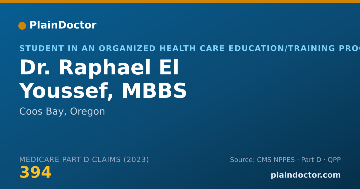 Shareable card for Raphael El Youssef, MBBS - Student in an Organized Health Care Education/Training Program, Coos Bay, OR