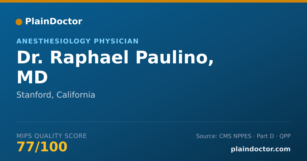 Shareable card for Raphael Paulino, MD - Anesthesiology Physician, Stanford, CA