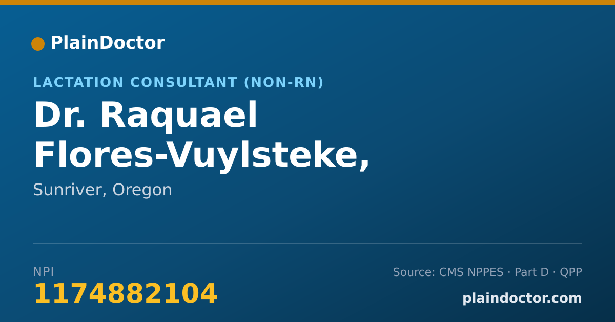 Shareable card for Raquael Flores-Vuylsteke, IBCLC - Lactation Consultant (Non-RN), Sunriver, OR