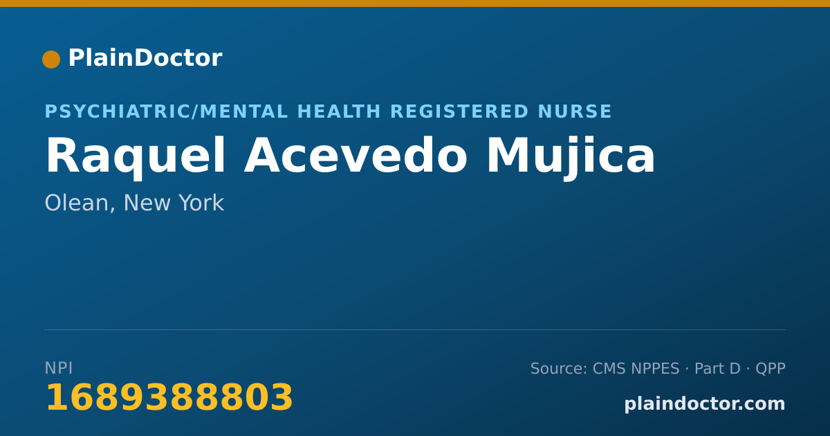 Shareable card for Raquel Acevedo Mujica - Psychiatric/Mental Health Registered Nurse, Olean, NY