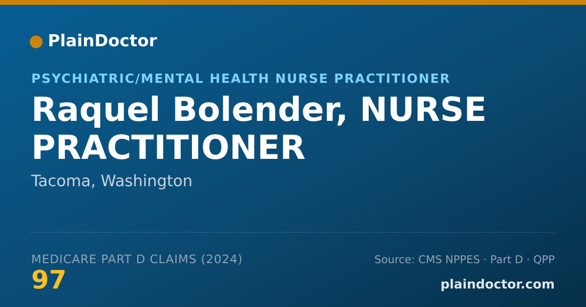 Shareable card for Raquel Bolender, NURSE PRACTITIONER - Psychiatric/Mental Health Nurse Practitioner, Tacoma, WA