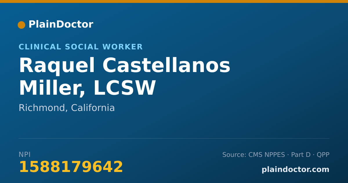 Shareable card for Raquel Castellanos Miller, LCSW - Clinical Social Worker, Richmond, CA