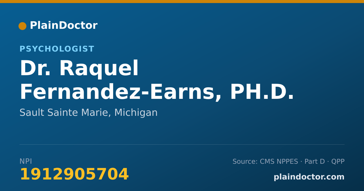 Shareable card for Raquel Fernandez-Earns, PH.D. - Psychologist, Sault Sainte Marie, MI