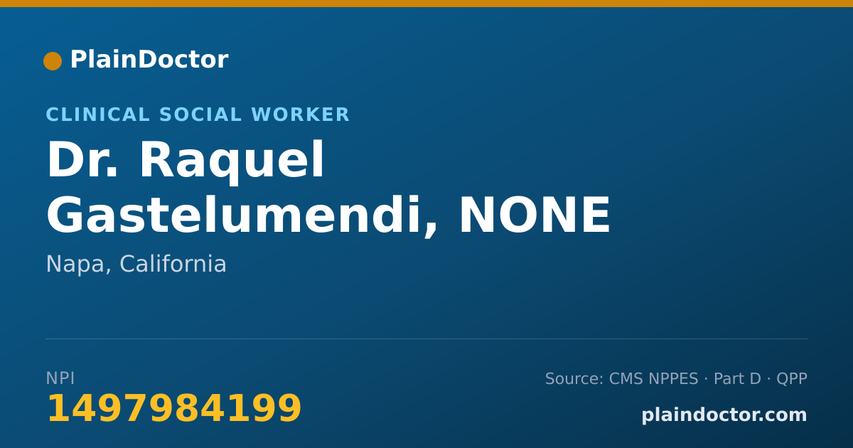 Shareable card for Raquel Gastelumendi, NONE - Clinical Social Worker, Napa, CA