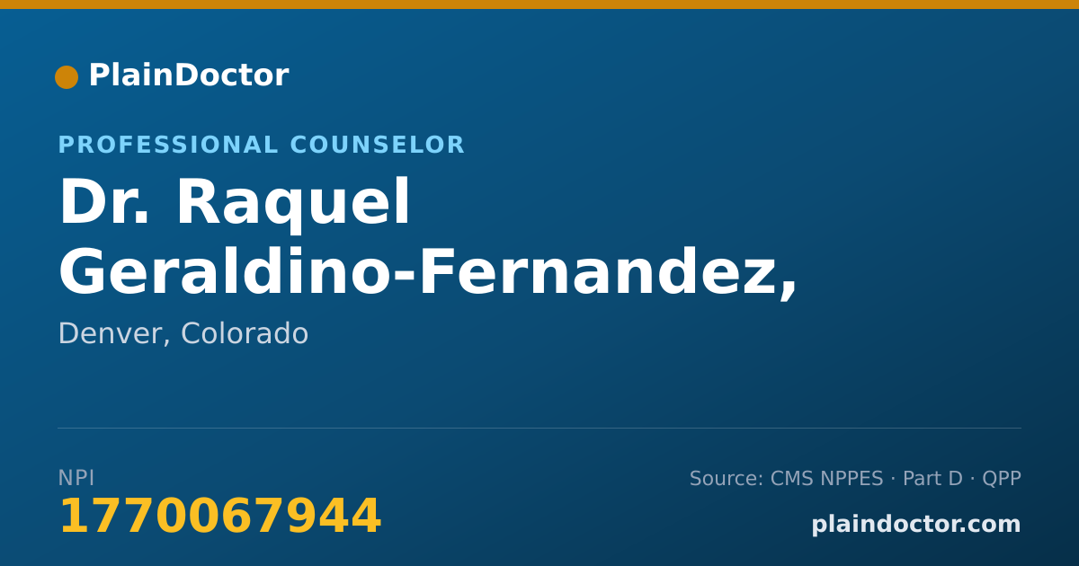 Shareable card for Raquel Geraldino-Fernandez, MA - Professional Counselor, Denver, CO