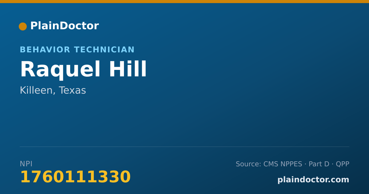 Shareable card for Raquel Hill - Behavior Technician, Killeen, TX