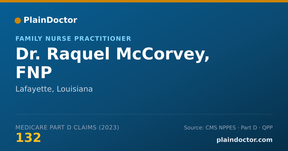 Shareable card for Raquel McCorvey, FNP - Family Nurse Practitioner, Lafayette, LA