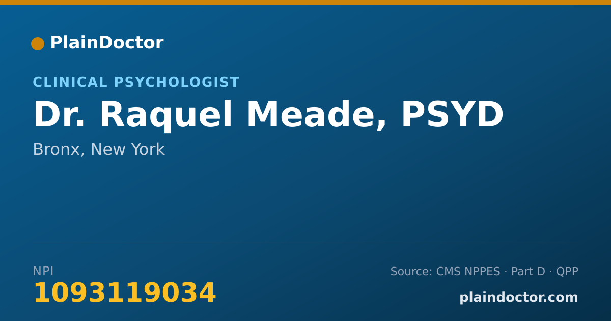 Shareable card for Raquel Meade, PSYD - Clinical Psychologist, Bronx, NY