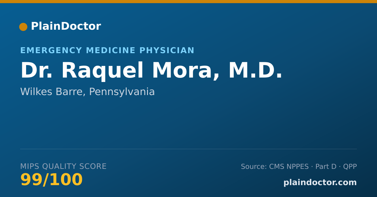 Shareable card for Raquel Mora, M.D. - Emergency Medicine Physician, Wilkes Barre, PA