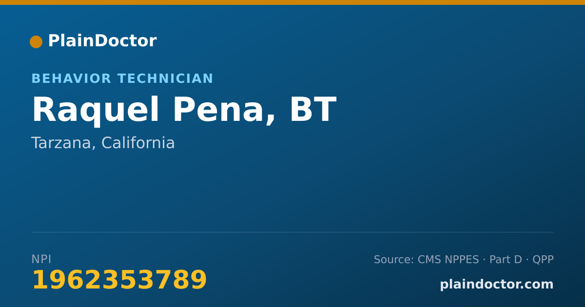 Shareable card for Raquel Pena, BT - Behavior Technician, Tarzana, CA