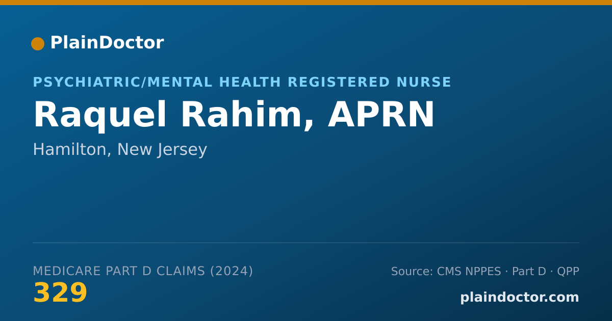 Shareable card for Raquel Rahim, APRN - Psychiatric/Mental Health Registered Nurse, Hamilton, NJ