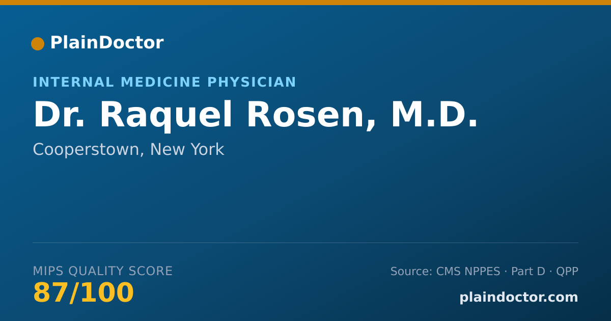 Shareable card for Raquel Rosen, M.D. - Internal Medicine Physician, Cooperstown, NY