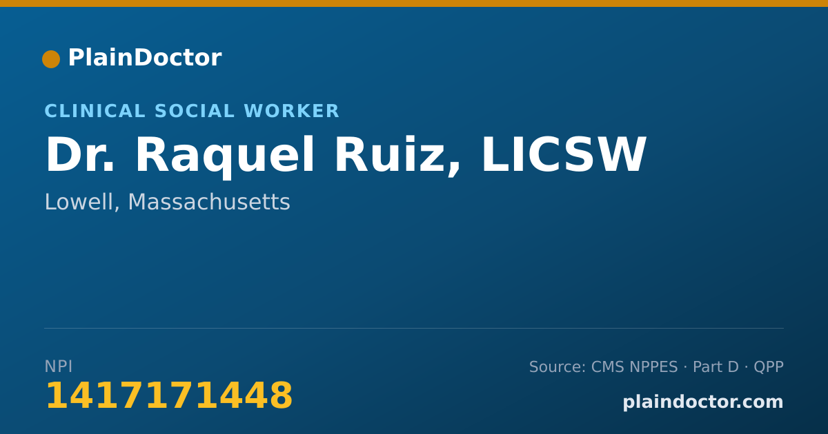 Shareable card for Raquel Ruiz, LICSW - Clinical Social Worker, Lowell, MA